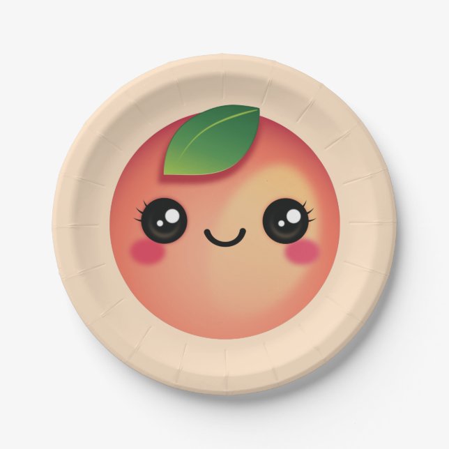 Plato De Papel Placa de papel Kawaii Peach (Anverso)
