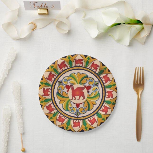 Plato De Papel Placa de papel lamassu roja (Boda)