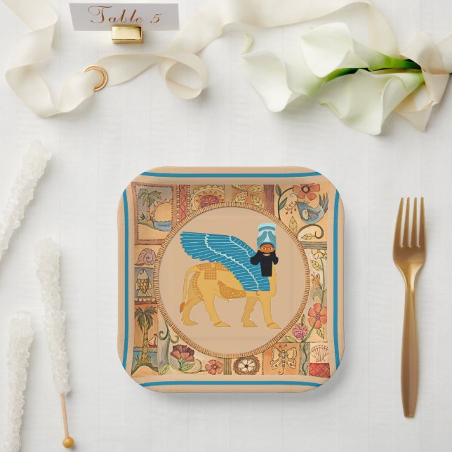 Plato De Papel Placa de papel Lamassu sonriente (Boda)