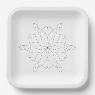 Plato De Papel Placa de papel - Líneas simples Patrón de Mandala