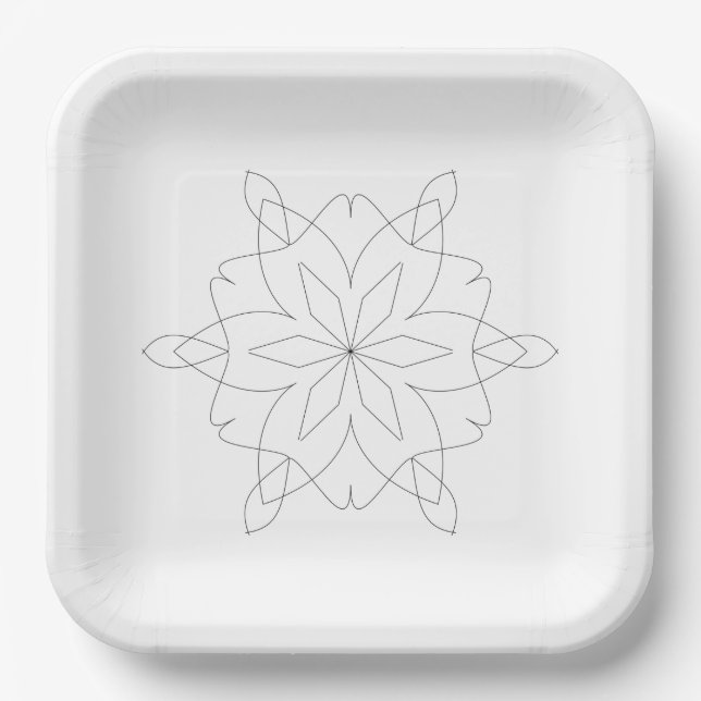 Plato De Papel Placa de papel - Líneas simples Patrón de Mandala (Anverso)