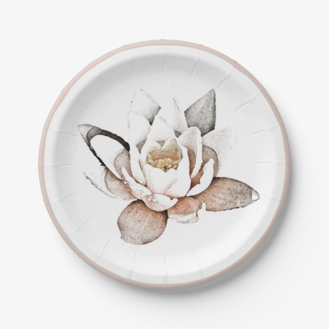 PLATO DE PAPEL PLACA DE PAPEL : LOTUS BLANCO (Anverso)