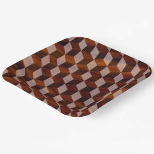 Plato De Papel Placa de papel - Madera con incrustaciones falsas