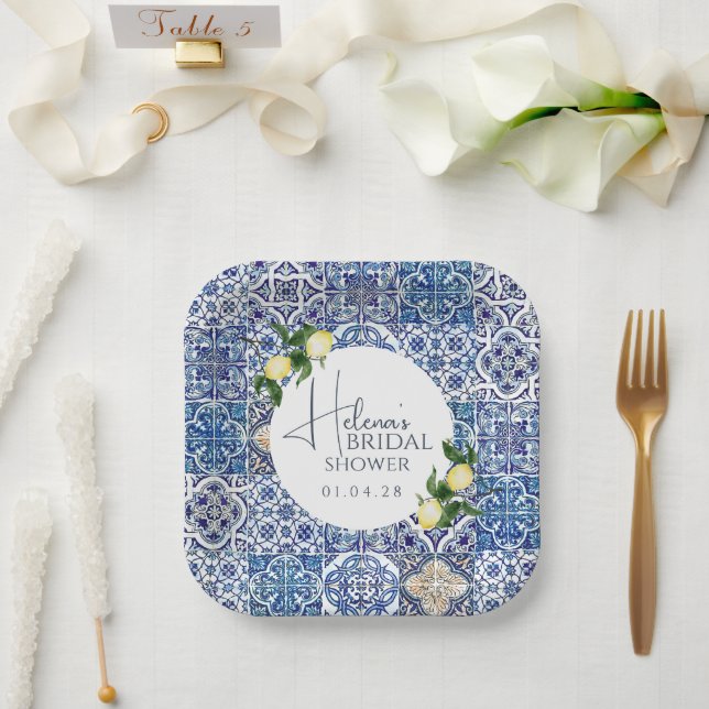 Plato De Papel Placa de papel mallónica siciliana - Tema del limó (Boda)