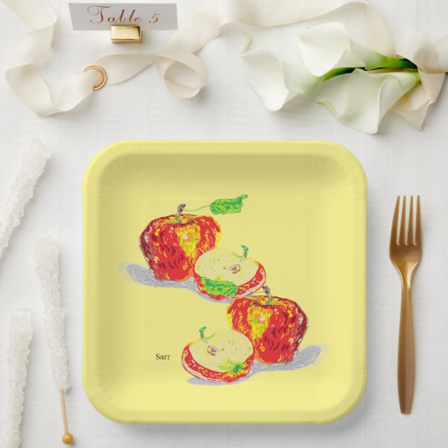 Plato De Papel Placa de papel : manzanas (Boda)