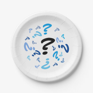 Plato De Papel Placa de papel - Marcas de preguntas azules