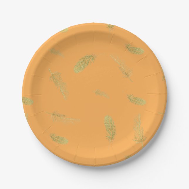 Plato De Papel Placa de papel Marigold Feathers (Anverso)