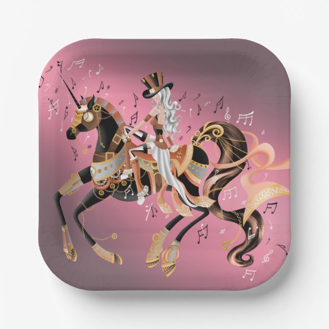 Plato De Papel Placa de papel mecánico Steampunk (Anverso)