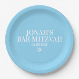 Plato De Papel Placa de papel Mitzvah Bar personalizada