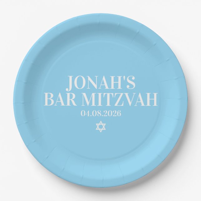 Plato De Papel Placa de papel Mitzvah Bar personalizada (Anverso)