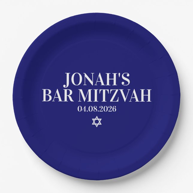 Plato De Papel Placa de papel Mitzvah Bar personalizada (Anverso)