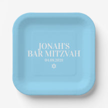 Placa de papel Mitzvah Bar personalizada