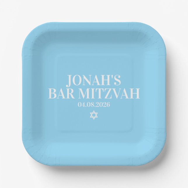 Plato De Papel Placa de papel Mitzvah Bar personalizada (Anverso)