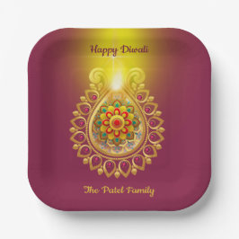 Plato De Papel Placa de papel morado feliz Diwali