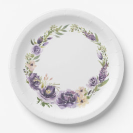 Plato De Papel Placa de papel morado floral