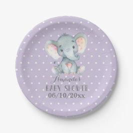 Plato De Papel Placa de papel morado para elefante chica Baby Sho