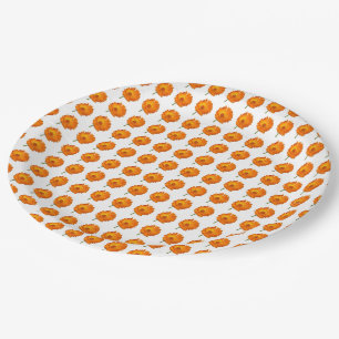 Plato De Papel Placa de papel - Naranja Calendula en filas