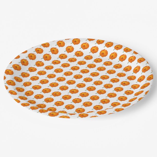 Plato De Papel Placa de papel - Naranja Calendula en filas (Angular)