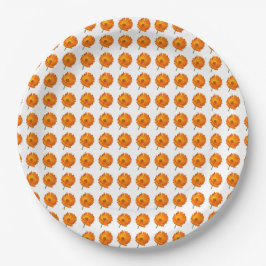 Plato De Papel Placa de papel - Naranja Calendula en filas