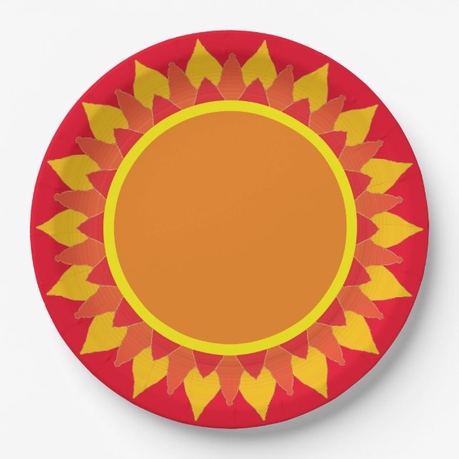 Plato De Papel Placa de papel Naranja de girasol (Anverso)