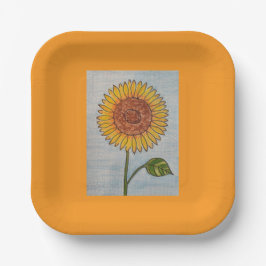 Plato De Papel Placa de papel Naranja de girasol