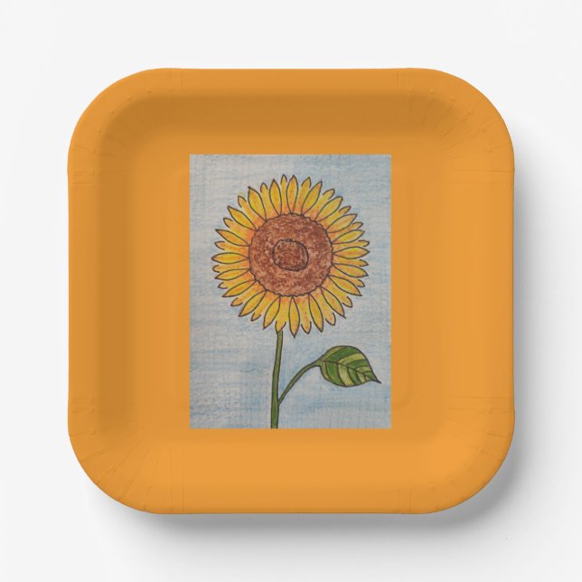 Plato De Papel Placa de papel Naranja de girasol (Anverso)