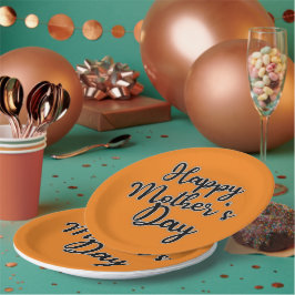 Plato De Papel Placa de papel Naranja del Día de la Madre Feliz