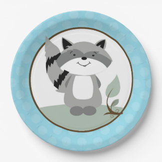 Plato De Papel Placa de papel natural Raccoon Woodland | VERDE AZ