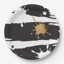 Plato De Papel Placa de papel negro y dorado