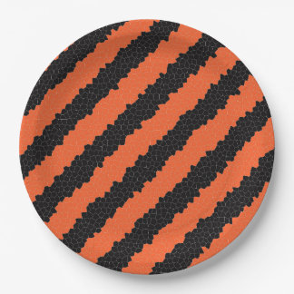 Plato De Papel Placa de papel negro y Naranja de Halloween de 9"