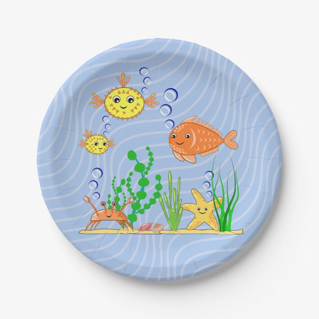 Plato De Papel Placa de papel Ocean Life (Anverso)