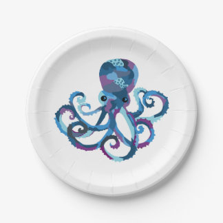 Plato De Papel Placa de papel Octopus acuarela