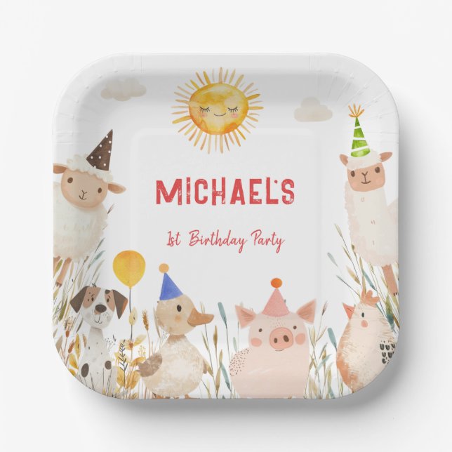 Plato De Papel Placa de papel para animales de granja (Anverso)