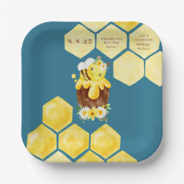 Plato De Papel Placa de papel para Baby Shower Bee