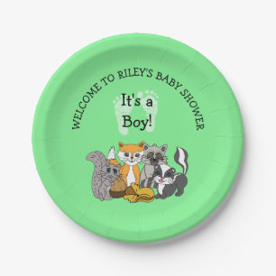 Plato De Papel Placa de papel para Baby Shower de chico con temas