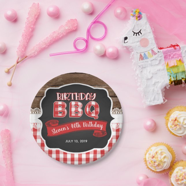 Plato De Papel Placa de papel para barbacoa de cumpleaños - Rojo (Fiesta)