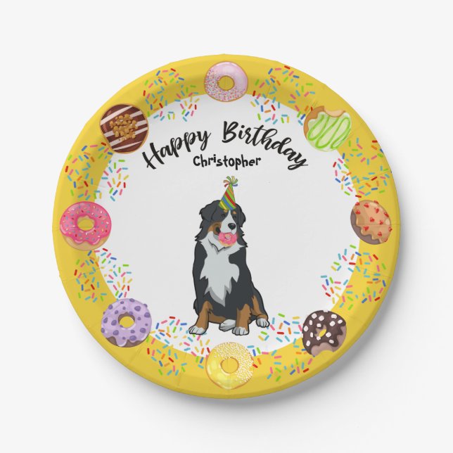 Plato De Papel Placa de papel para el cumpleaños de Perro de Mont (Anverso)