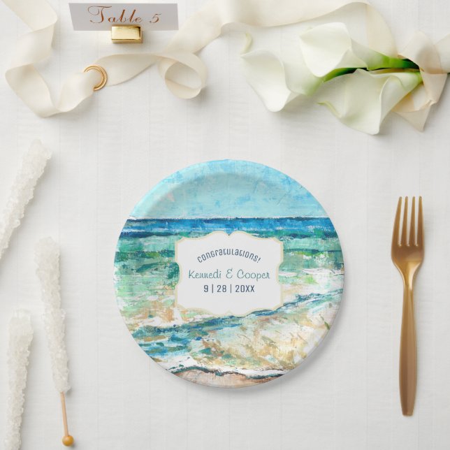 Plato De Papel Placa de papel para eventos temáticos en la playa  (Boda)