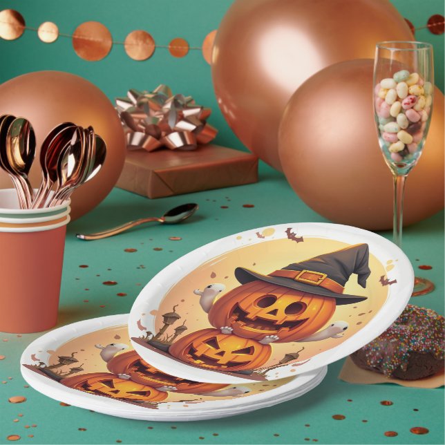 Plato De Papel Placa de papel para expresar el día de Halloween (Multi)