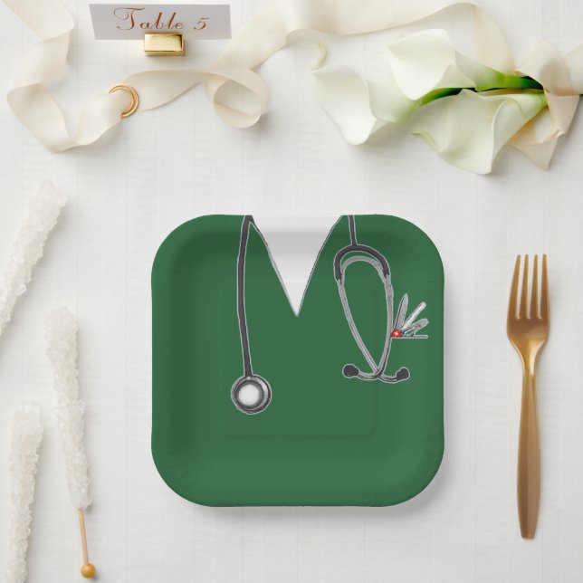 Plato De Papel Placa de papel para Fiesta de grado de enfermería (Boda)