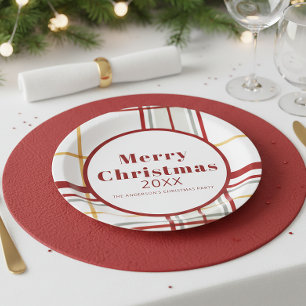 Plato De Papel Placa de papel para fiesta navideña de Feliz