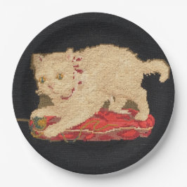 Plato De Papel Placa de papel para gato Kitty Needlepoint