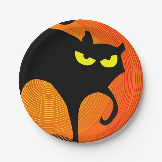 Plato De Papel Placa de papel para gato negro (Anverso)