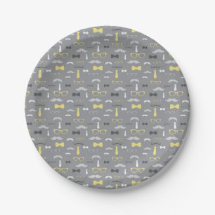 Plato De Papel Placa de papel para hombre pequeño, amarillo, gris