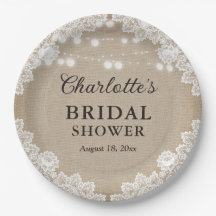 Placa de papel para la ducha de la novia en Burlap