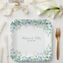 Placa de papel para la fiesta de la boda Eucalipto