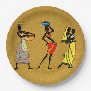 Plato De Papel Placa de papel para las mujeres de África