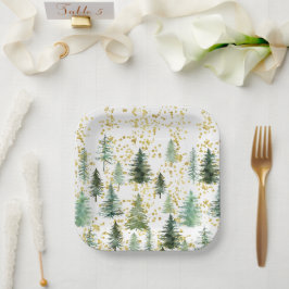 Plato De Papel Placa de papel para Navidades de árboles Purpurina