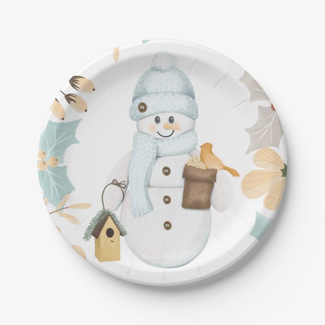 Plato De Papel Placa de papel para Navidades de nieve | Festivida (Anverso)