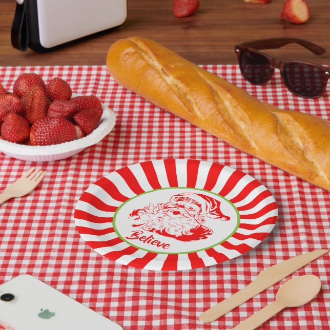 Plato De Papel Placa de papel para Navidades de Santa "Believe" (Picnic)